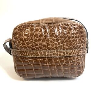 Dior Christian Shoulder Brown Logo Leather Crocodile Bag